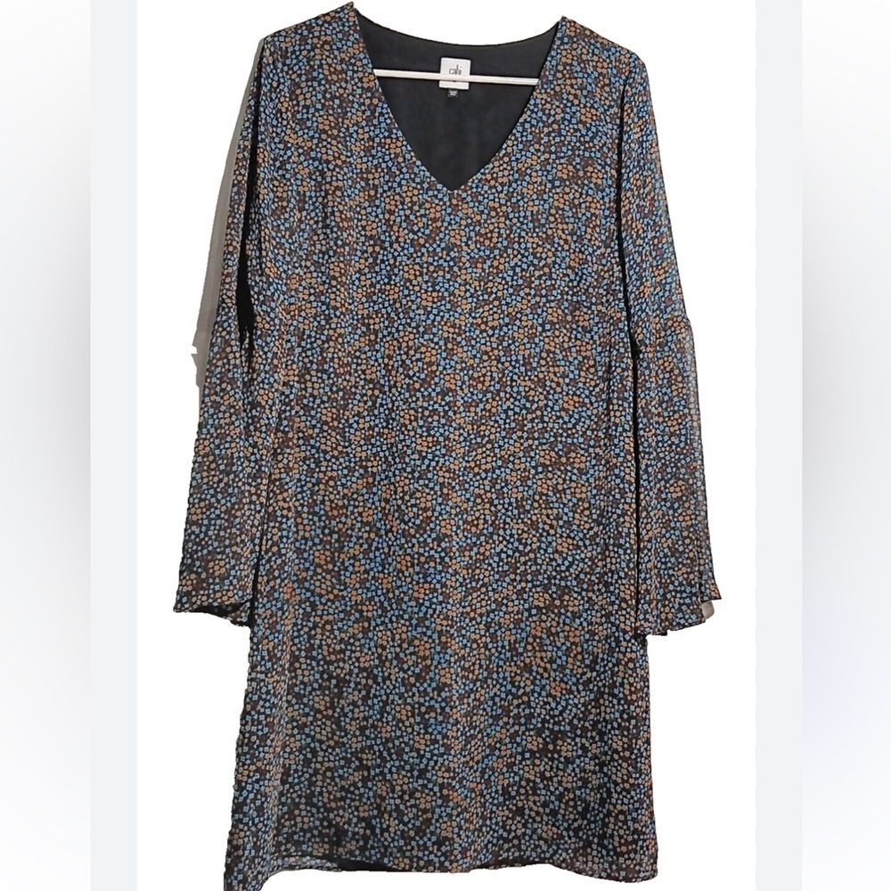 CAbi Black and Brown Long Sleeve Dress